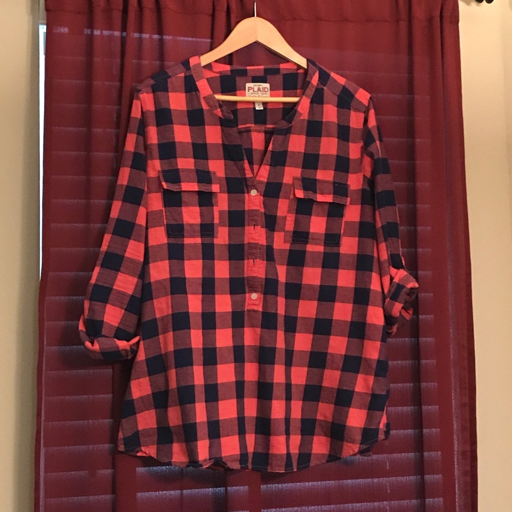 Blue & Red Plaid Top